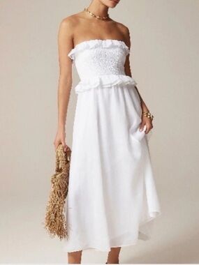 JCREW Size L Ravenna Dress in Ramie White